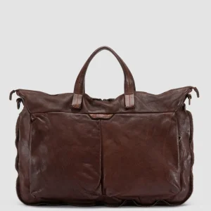 Hot Officine Creative HELMET 046 - Brown Leather Briefcase CIGAR