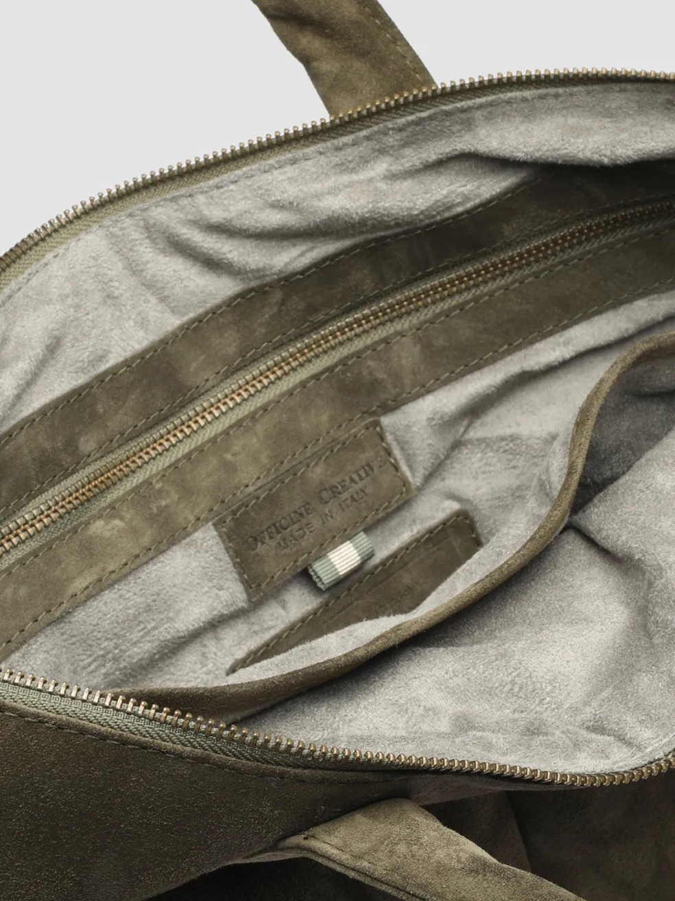 Best Officine Creative HELMET 32 - Suede Tote Bag GREEN