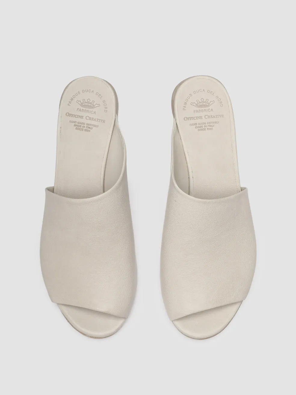 New Officine Creative HELYETTE 016 - White Leather Mules TAUPE