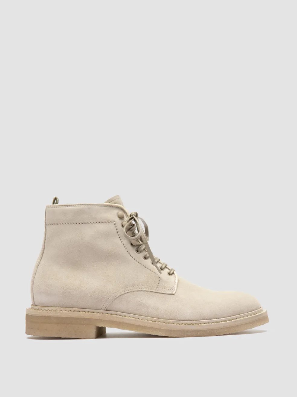 Shop Officine Creative HOPKINS CREPE 116 - Ivory Suede Lace Up Boots CREAM