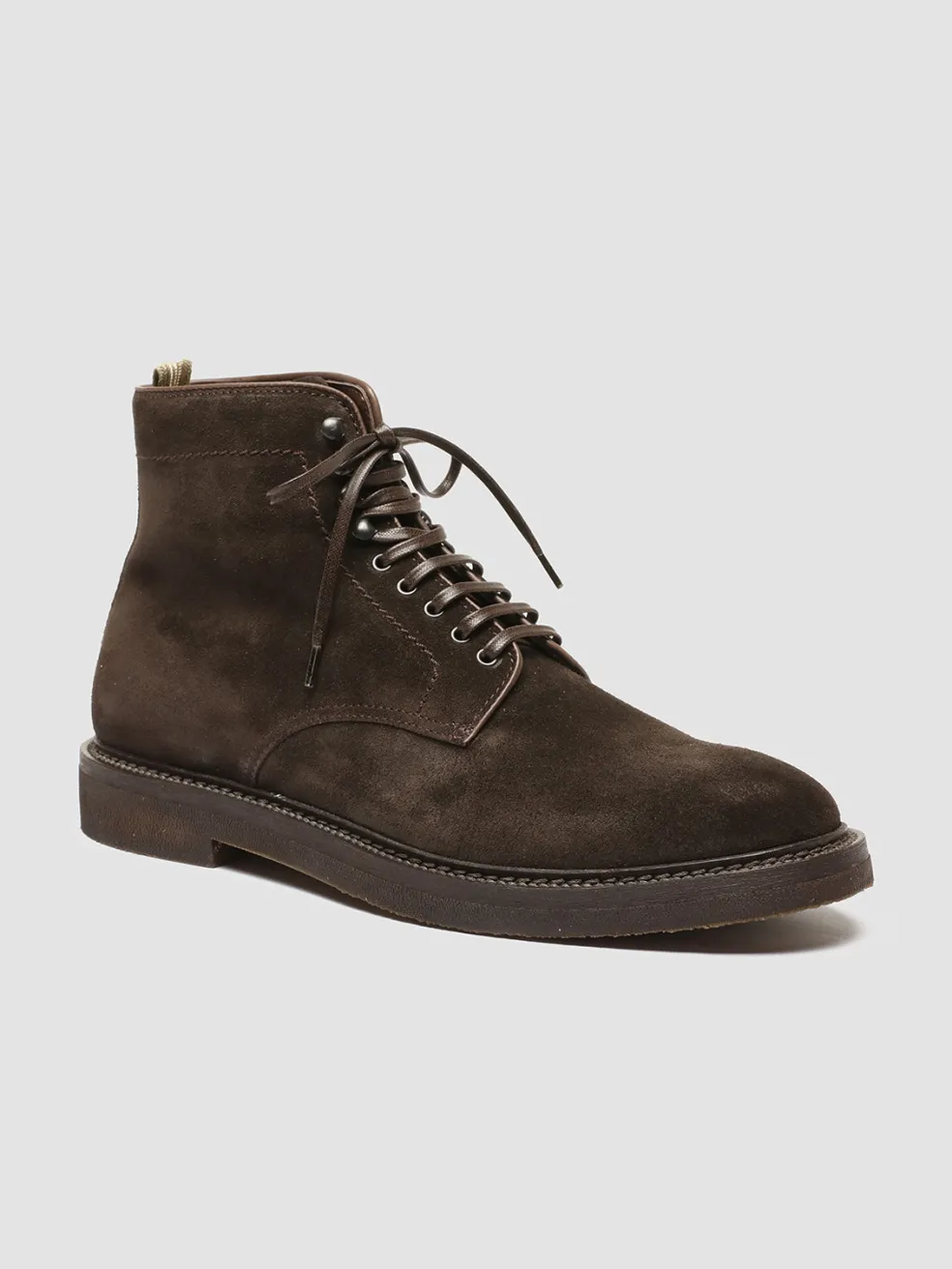 Fashion Officine Creative HOPKINS FLEXI 203 - Brown Suede Lace-up Boots DARK BROWN