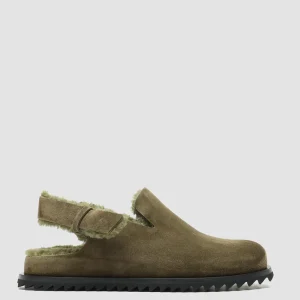 Shop Officine Creative INTROSPECTUS 004 - Suede Back Strap Sandals GREEN