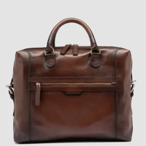 Sale Officine Creative JULES 003 - Brown Leather Briefcase BRUNO