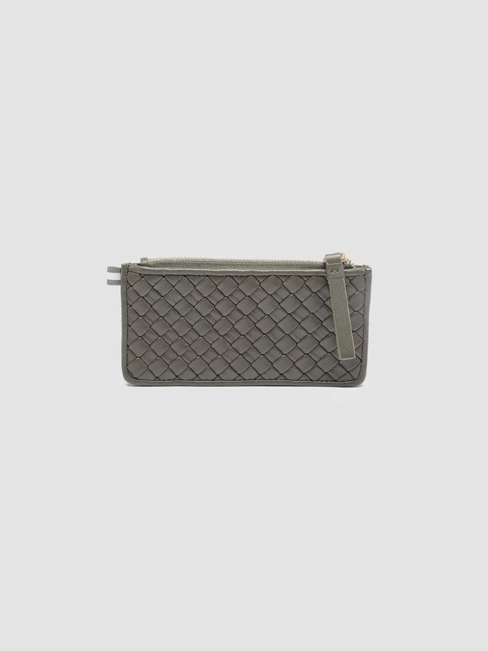 Store Officine Creative JULIET 103 - Green Woven Leather Card Holder CONIFERA