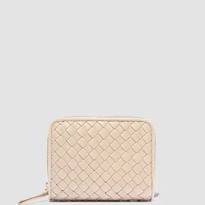 Flash Sale Officine Creative JULIET 102 - Ivory Woven Leather Zip-Around Wallet OAT MILK