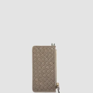 Best Officine Creative JULIET 103 - Taupe Woven Leather Card Holder WALNUT