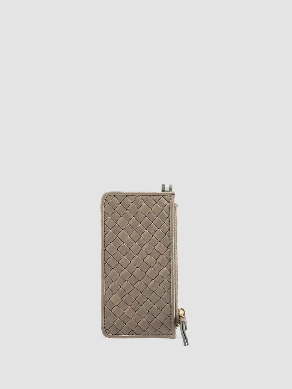 Best Officine Creative JULIET 103 - Taupe Woven Leather Card Holder WALNUT