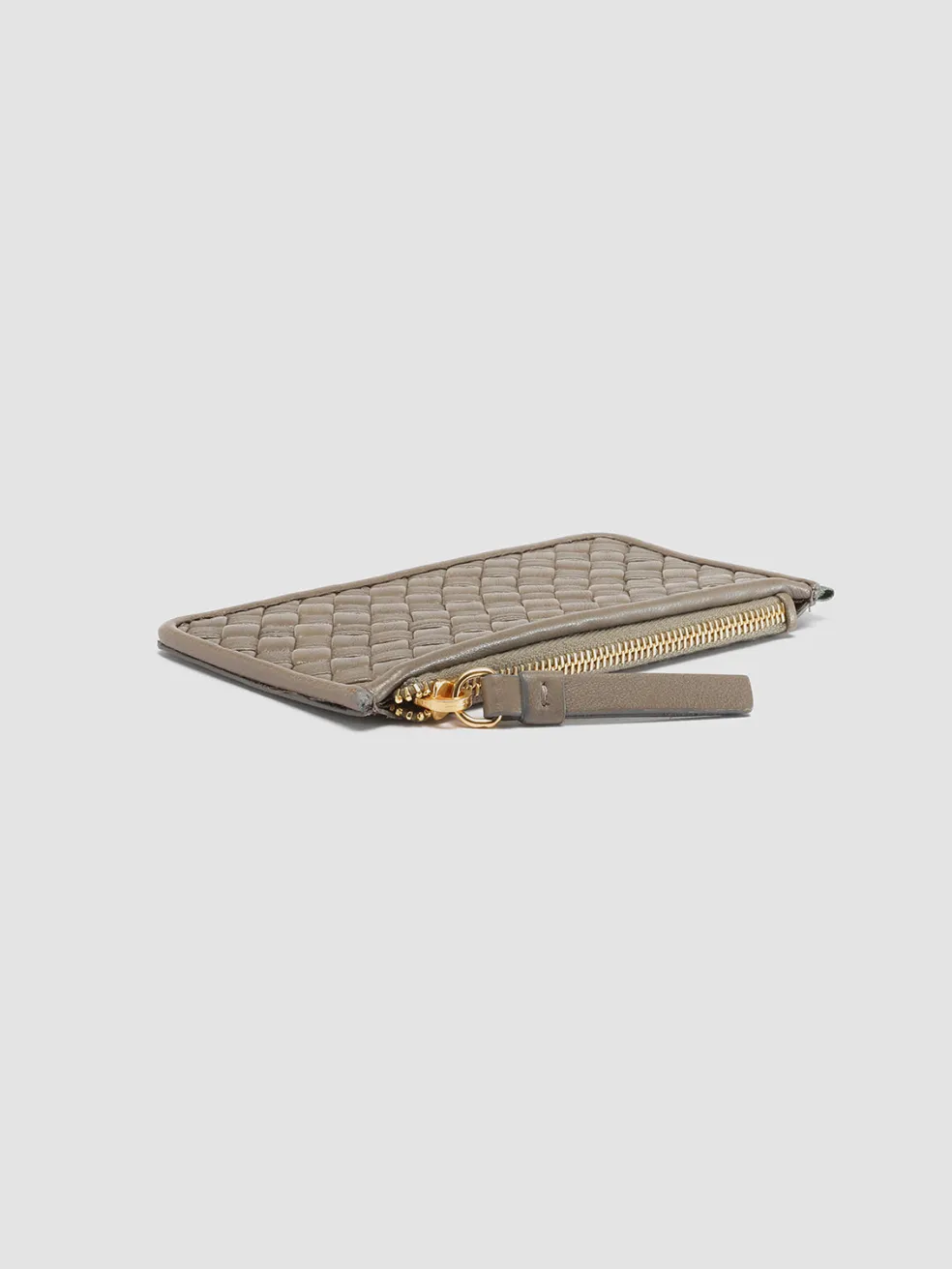 Best Officine Creative JULIET 103 - Taupe Woven Leather Card Holder WALNUT