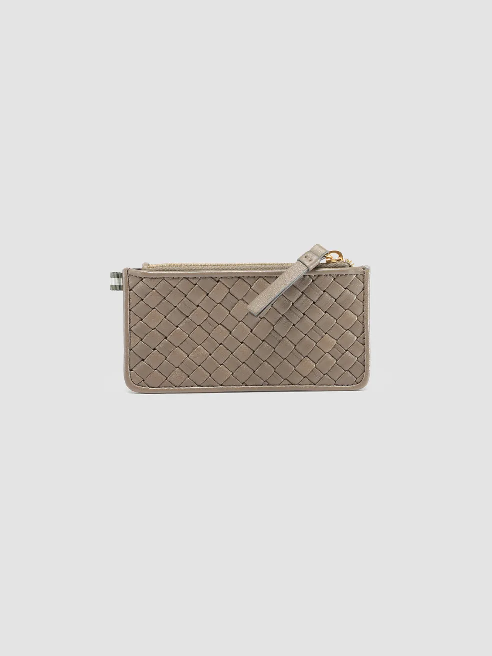 Best Officine Creative JULIET 103 - Taupe Woven Leather Card Holder WALNUT