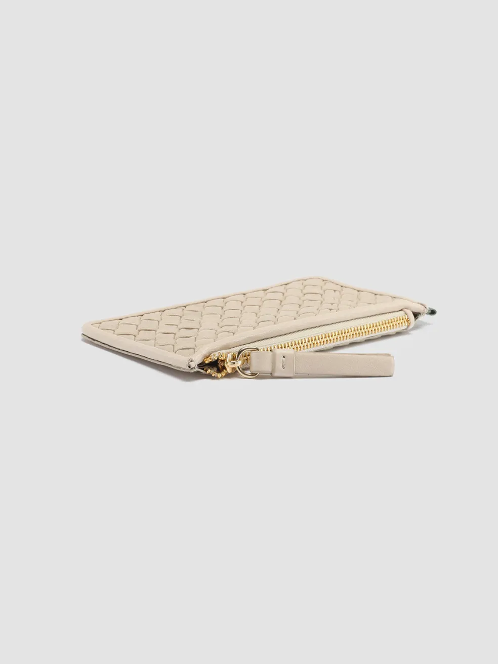 Shop Officine Creative JULIET 103 - White Woven Leather Card Holder OFF WHITE