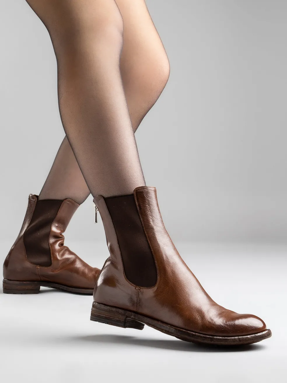 Online Officine Creative LEXIKON 073 - Brown Leather Chelsea Boots CIGAR