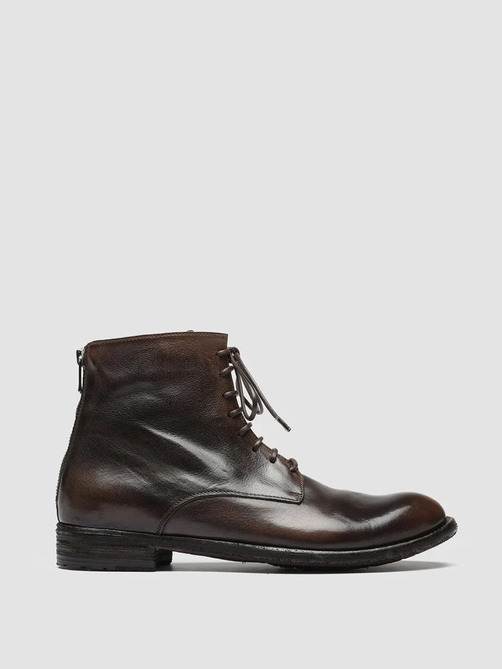Online Officine Creative LEXIKON 123 - Brown Zipped Leather Ankle Boots COFFEE/DARK BROWN
