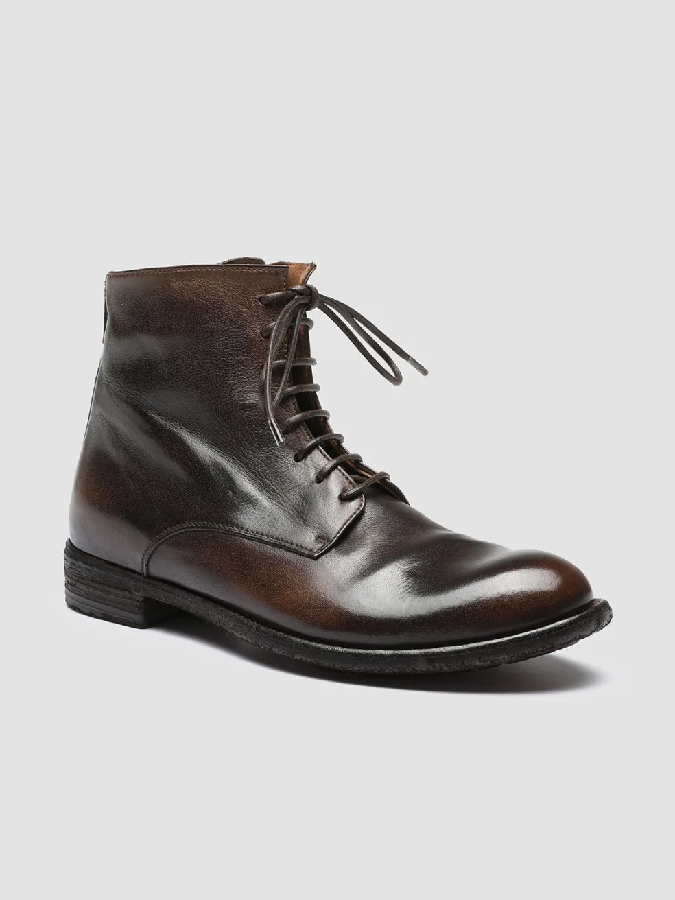 Online Officine Creative LEXIKON 123 - Brown Zipped Leather Ankle Boots COFFEE/DARK BROWN