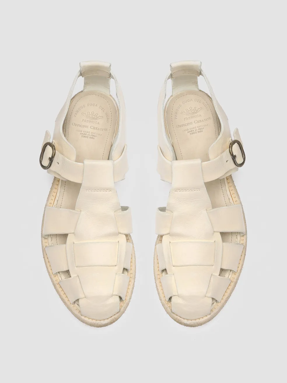 Best Sale Officine Creative LEXIKON 536 - White Leather Sandals OFF WHITE