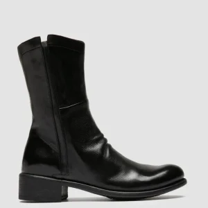 Shop Officine Creative LIS 002 - Black Leather Zipped Boots NERO                                              