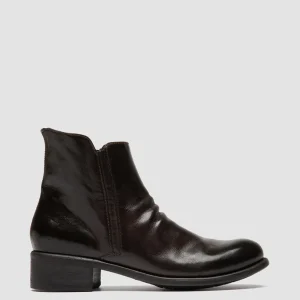 Cheap Officine Creative LIS 001 - Brown Leather Zipped Boots EBANO                                             