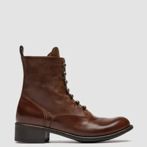 Fashion Officine Creative LIS 006 - Brown Leather Zipped Boots CIGAR