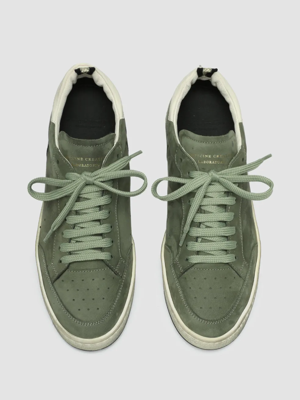 Hot Officine Creative MAGIC 102 - Green Suede And Leather Low Top Sneakers GREEN/WHITE