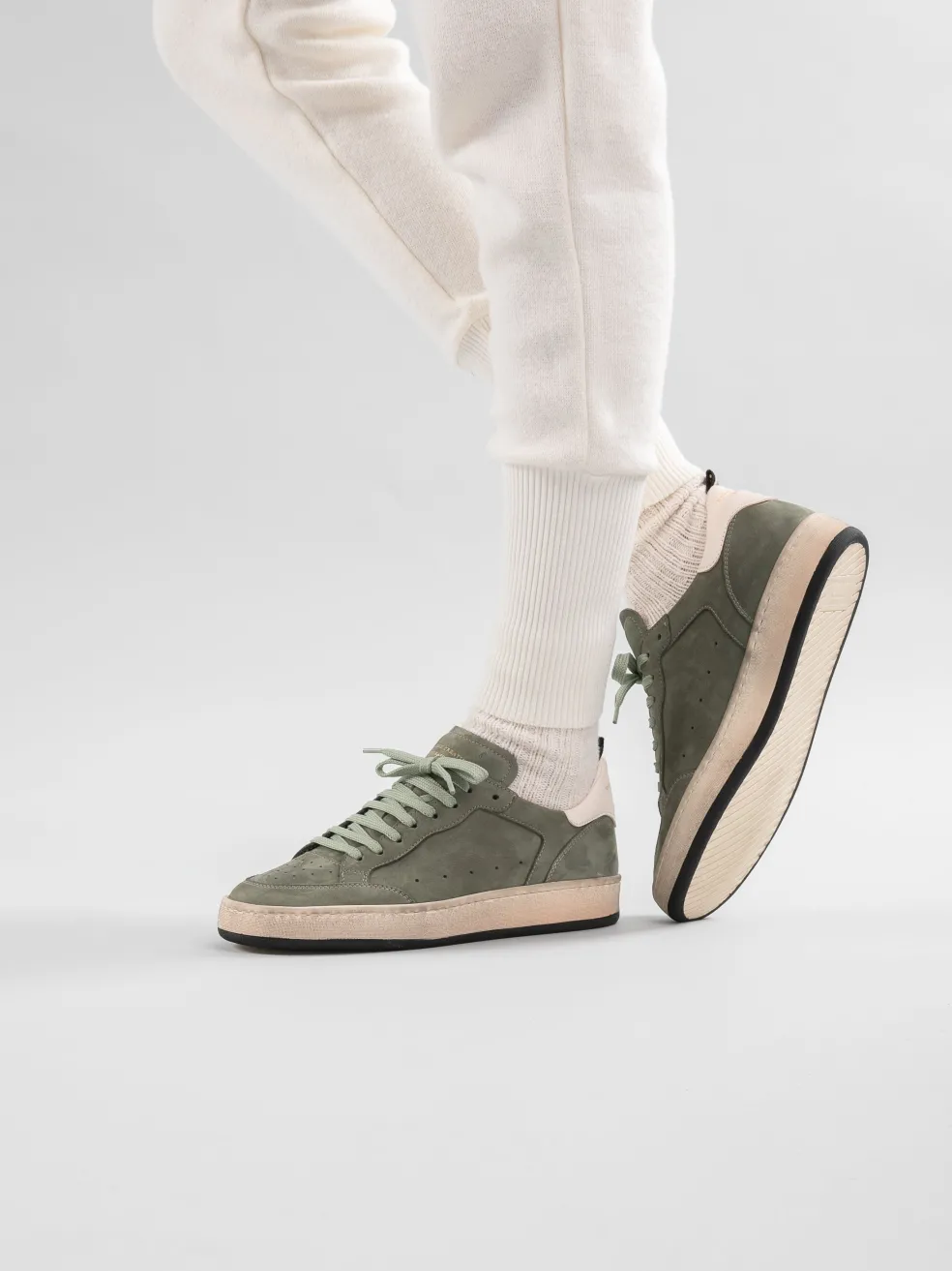 Hot Officine Creative MAGIC 102 - Green Suede And Leather Low Top Sneakers GREEN/WHITE