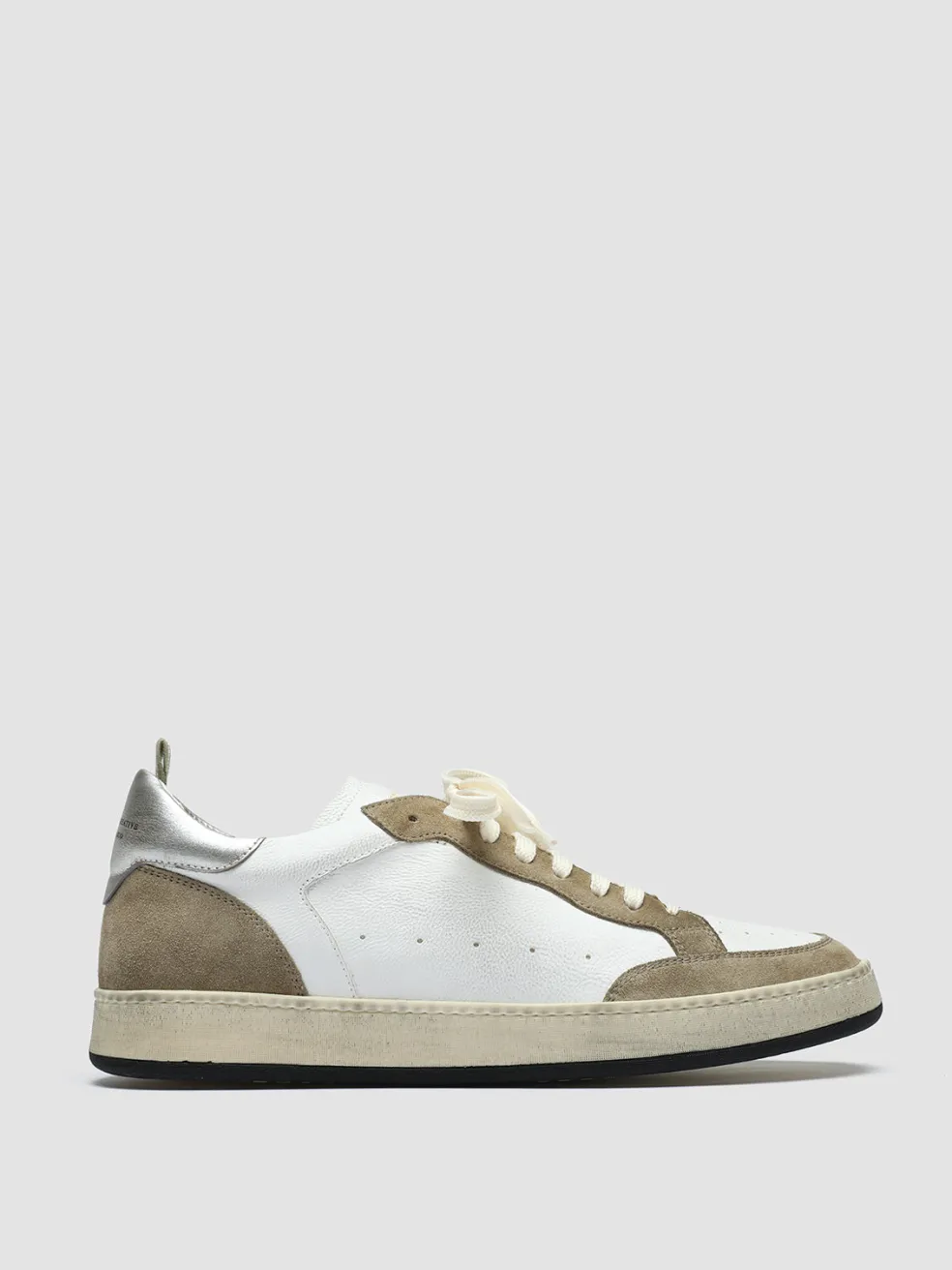 Shop Officine Creative MAGIC 001 - White Leather And Suede Low Top Sneakers MULTICOLOR
