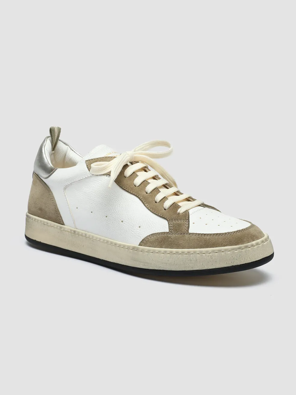 Shop Officine Creative MAGIC 001 - White Leather And Suede Low Top Sneakers MULTICOLOR