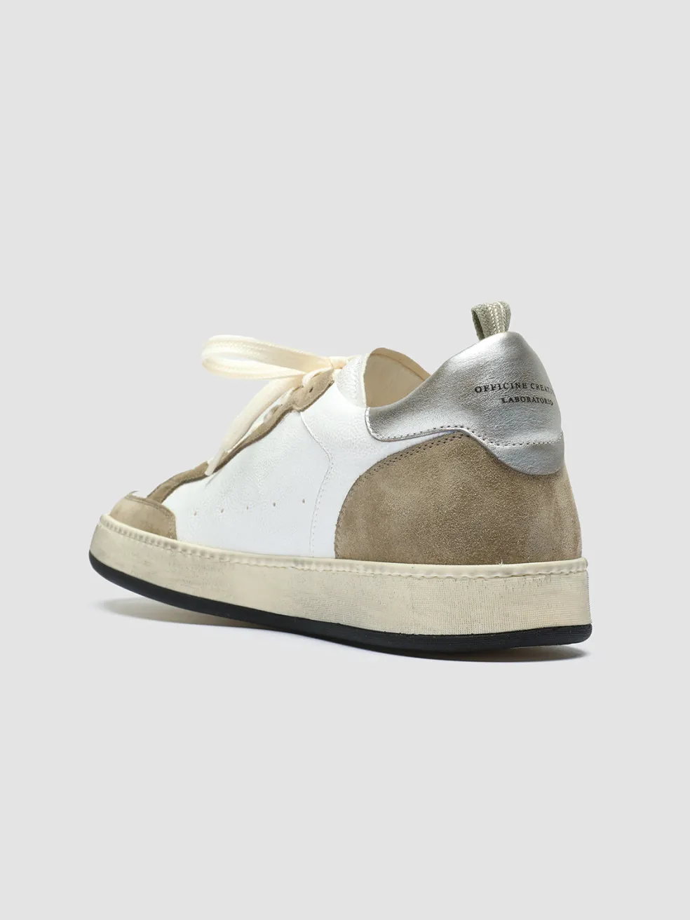 Shop Officine Creative MAGIC 001 - White Leather And Suede Low Top Sneakers MULTICOLOR
