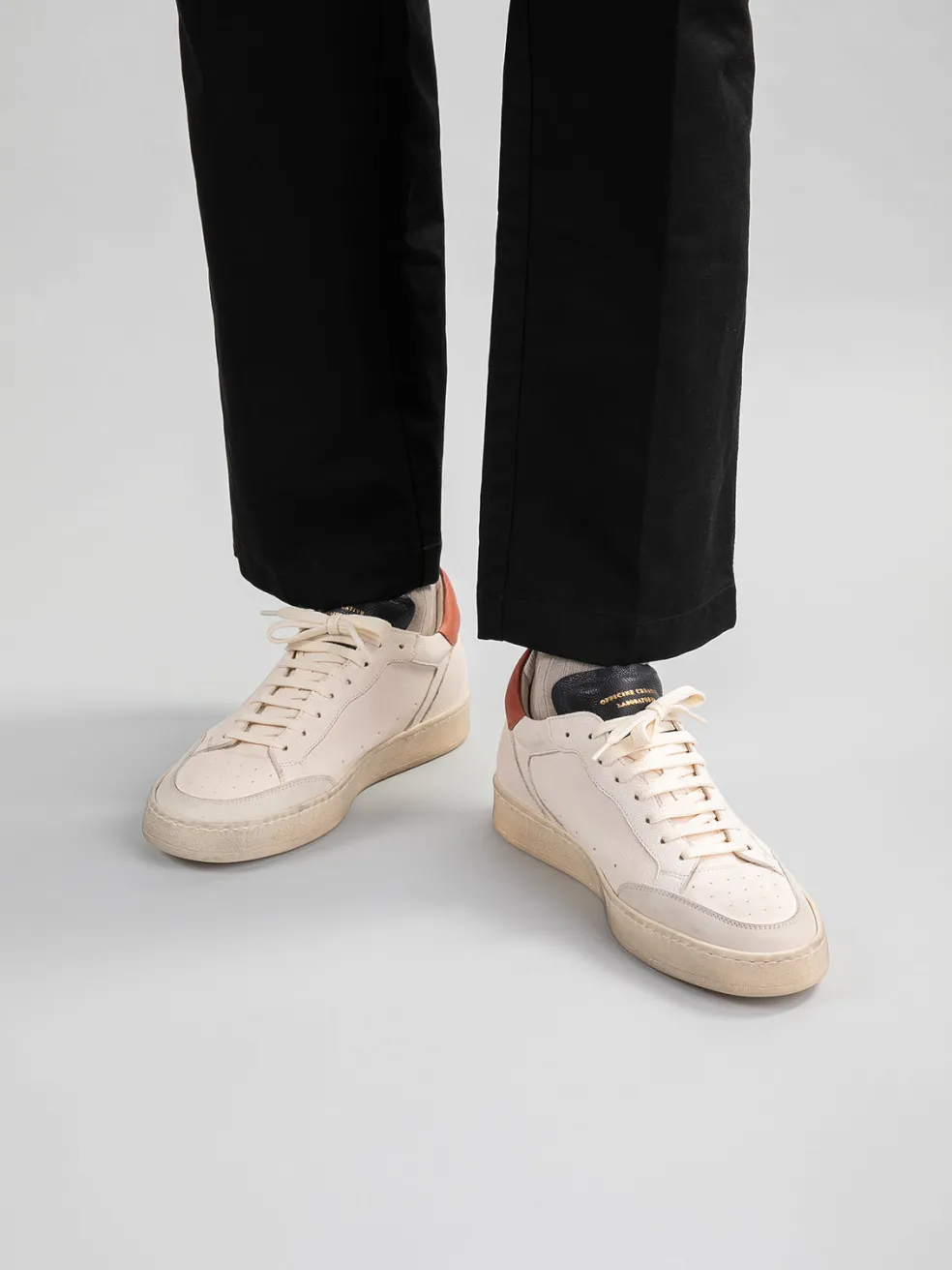 Shop Officine Creative MAGIC 001 - White Leather And Suede Low Top Sneakers MULTICOLOR