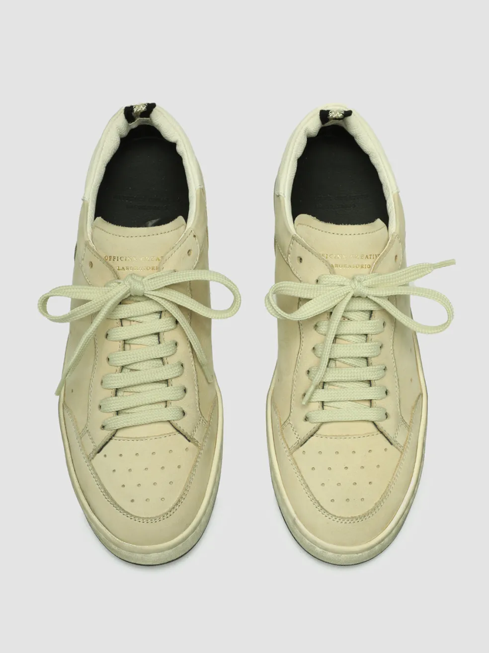 Online Officine Creative MAGIC 102 - White Suede And Leather Low Top Sneakers BEIGE/WHITE