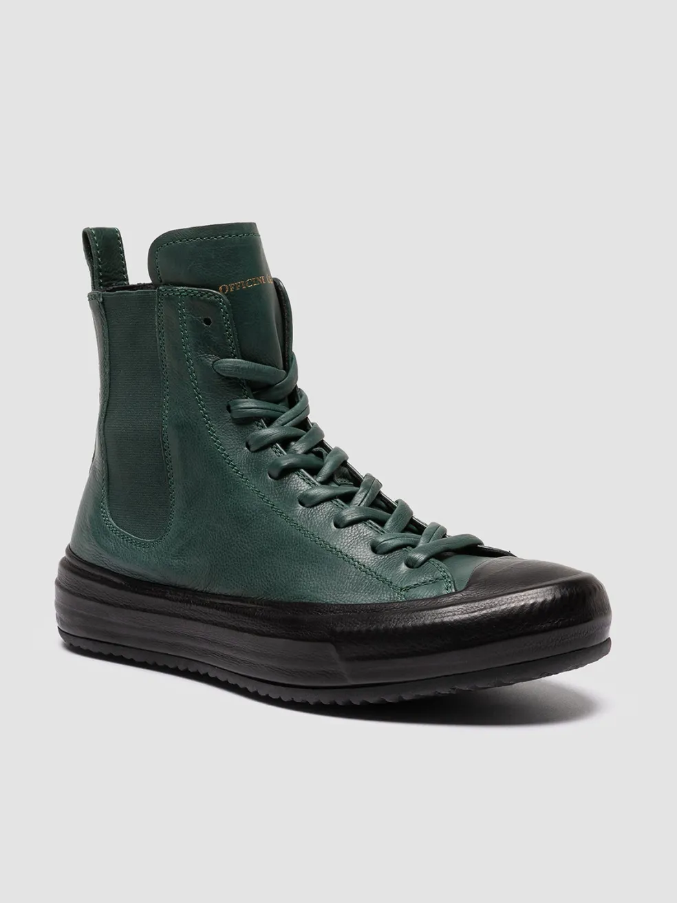 Hot Officine Creative MES 103 - Leather High-Top Sneakers GREEN