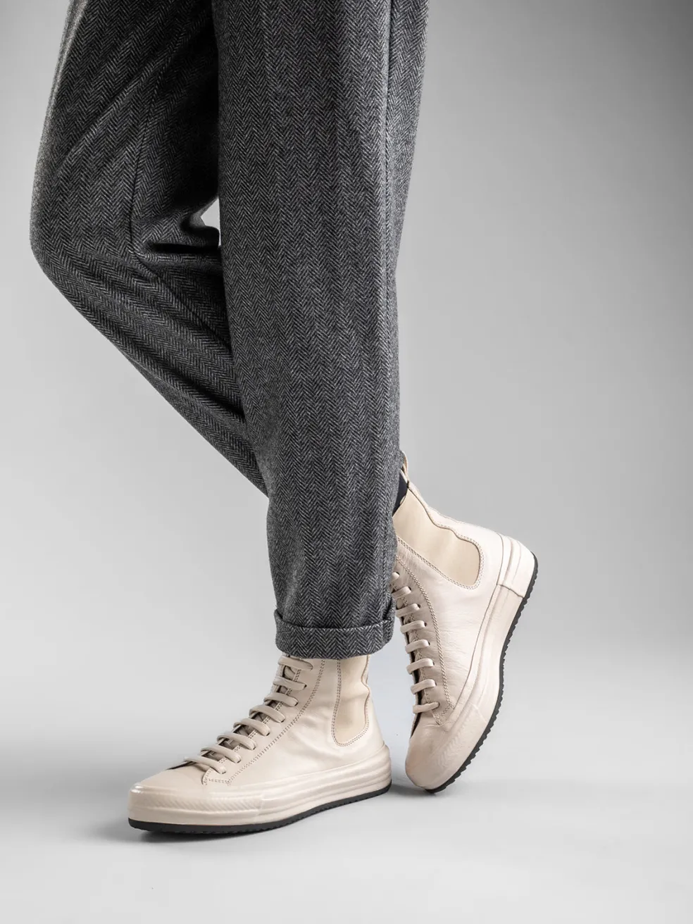 Hot Officine Creative MES 103 - Leather High-Top Sneakers GREEN