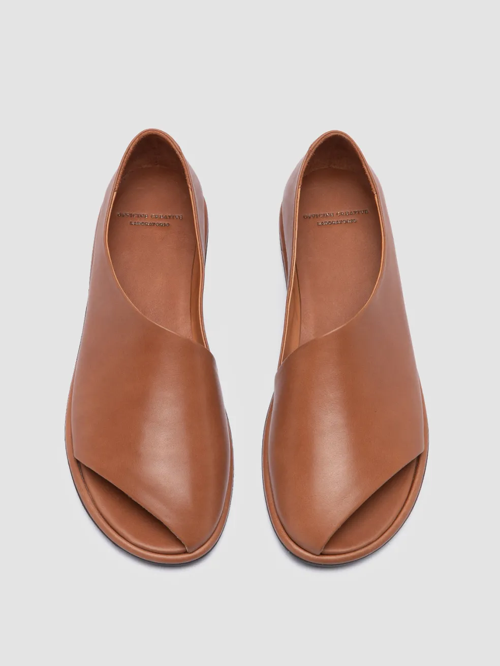 Cheap Officine Creative MIENNE 102 - Brown Leather Peep Toe Shoes RHUM