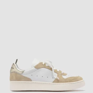 Clearance Officine Creative MOWER 110 - White Leather And Suede Low Top Sneakers