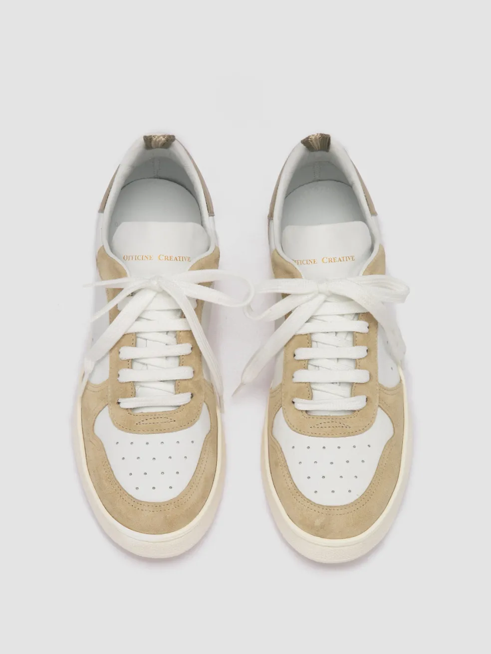 Clearance Officine Creative MOWER 110 - White Leather And Suede Low Top Sneakers