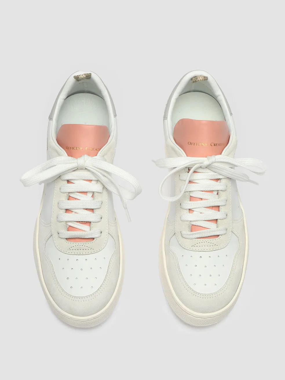 Hot Officine Creative MOWER 110 - White Leather And Suede Sneakers WHITE/GREY/PINK