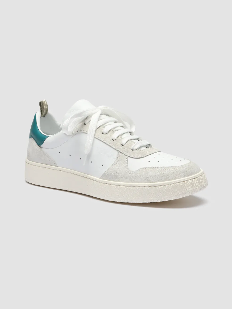 Cheap Officine Creative MOWER 008 - White Leather And Suede Sneakers WHITE/TEAL GREEN