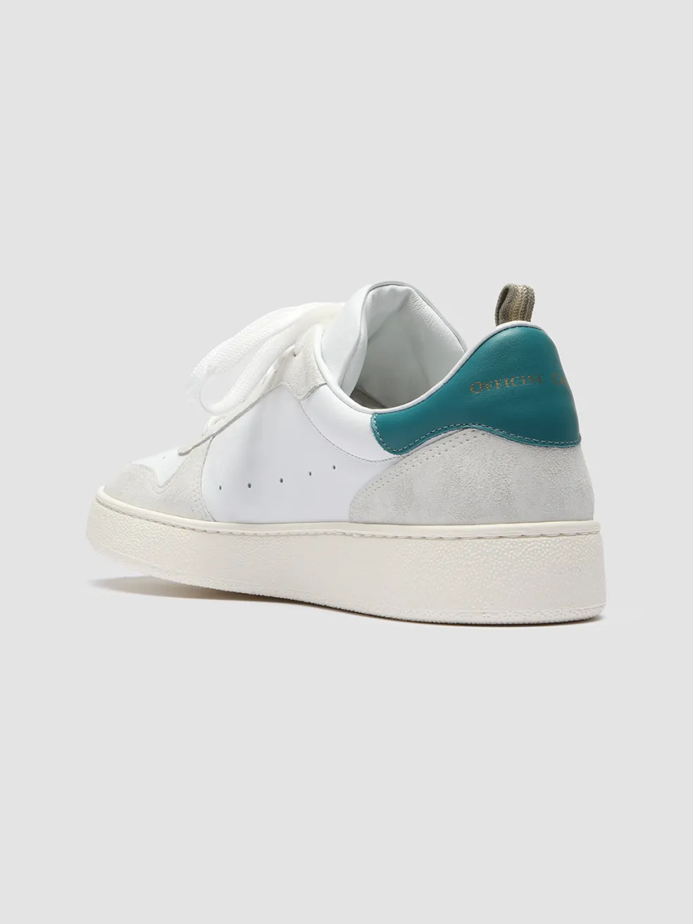Cheap Officine Creative MOWER 008 - White Leather And Suede Sneakers WHITE/TEAL GREEN
