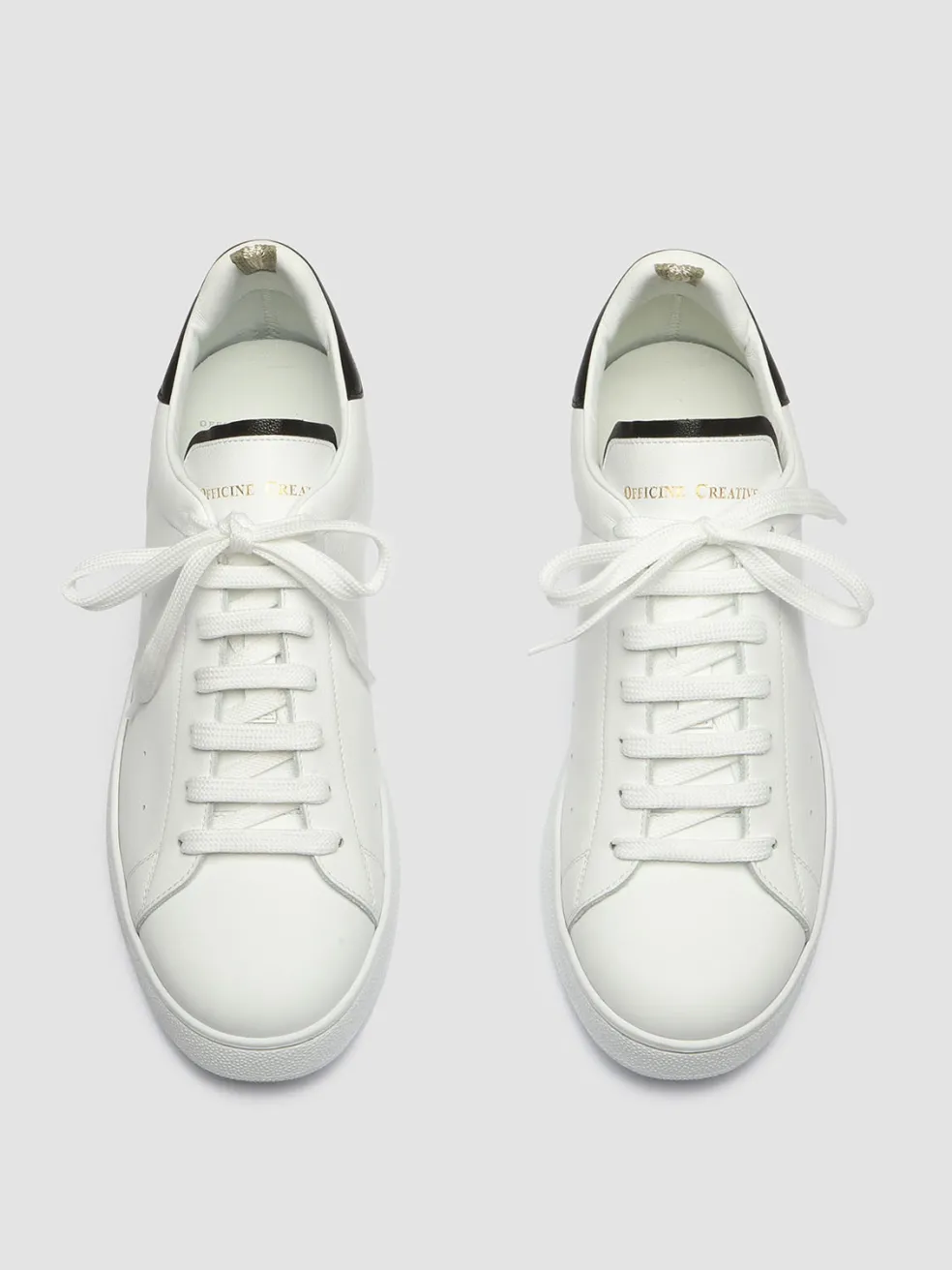 Clearance Officine Creative MOWER 005 - White Leather Sneakers WHITE/BLACK/BLACK