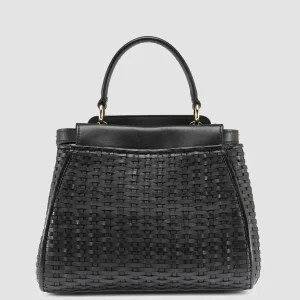 Outlet Officine Creative NOLITA 029 - Woven Leather Handle Bag BLACK