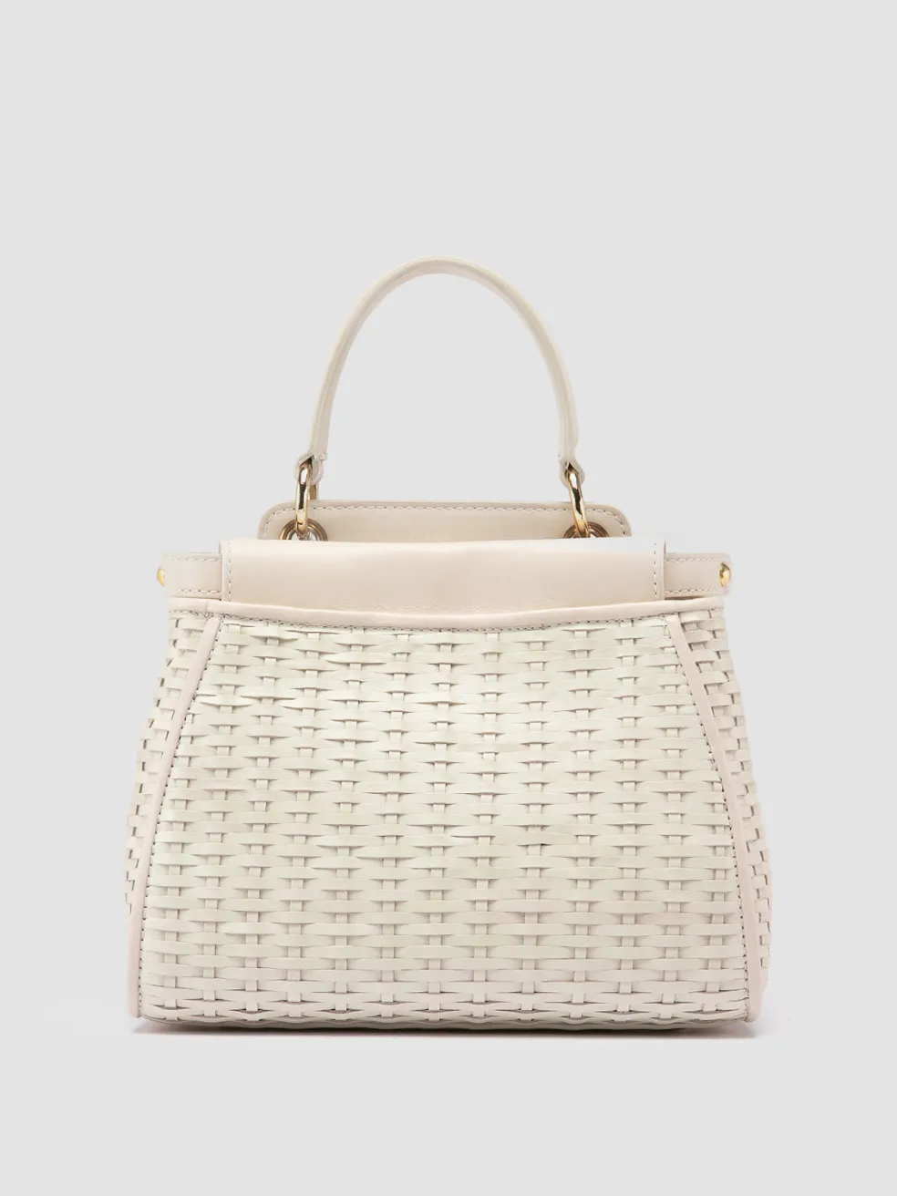 Shop Officine Creative NOLITA 029 - White Woven Leather Handle Bag OFF WHITE