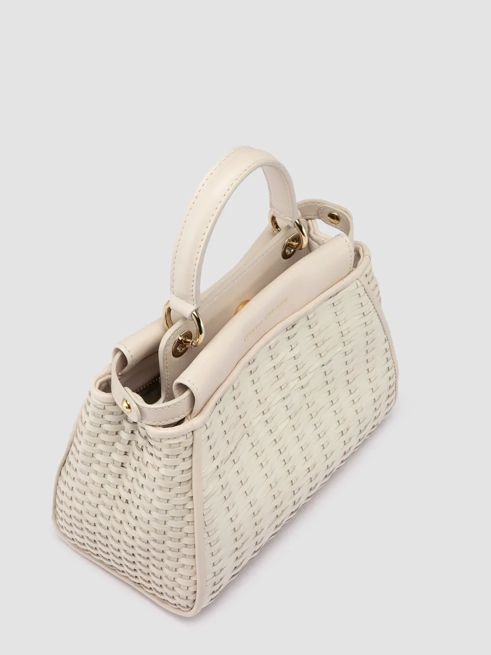 Shop Officine Creative NOLITA 029 - White Woven Leather Handle Bag OFF WHITE