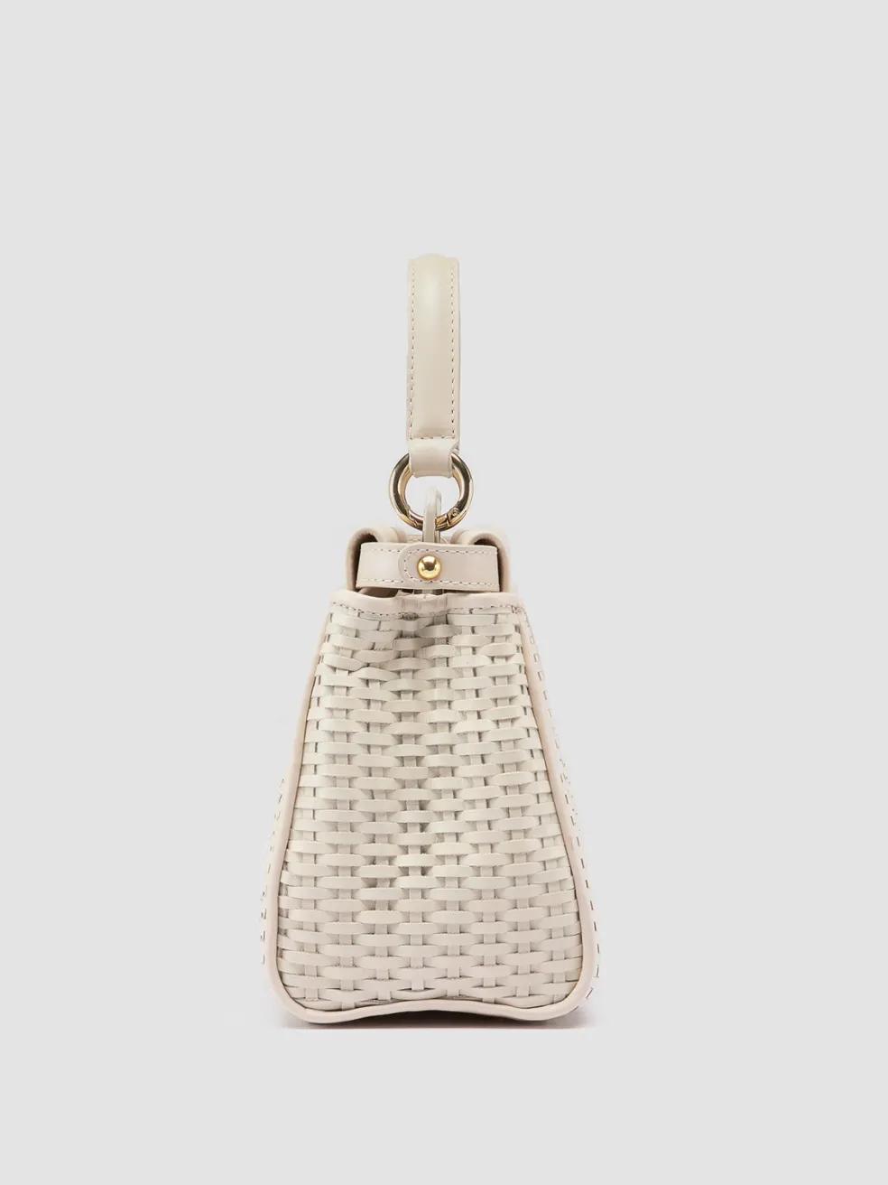 Shop Officine Creative NOLITA 029 - White Woven Leather Handle Bag OFF WHITE