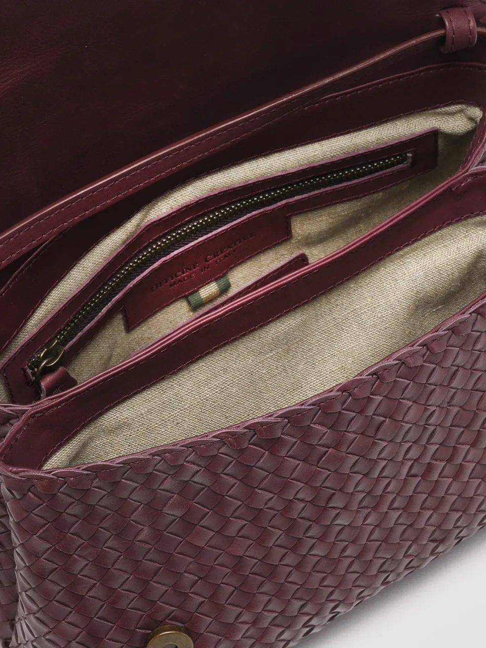 Shop Officine Creative OC CLASS 46 - Burgundy Leather Crossbody Bag WINE