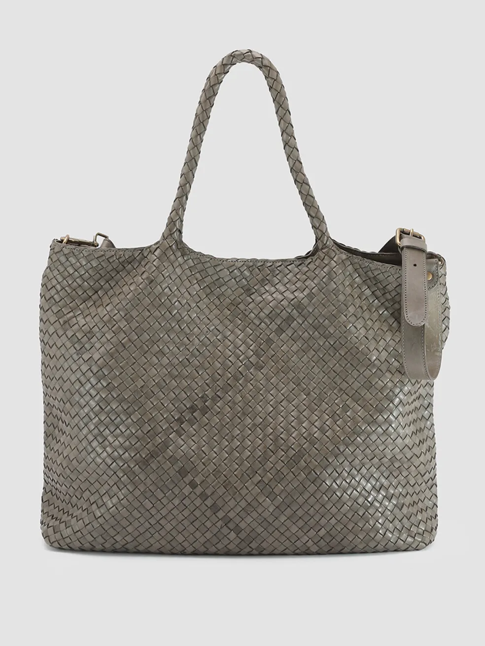 Clearance Officine Creative OC CLASS 35 Woven - Green Woven Leather Shoulder Bag CINDER