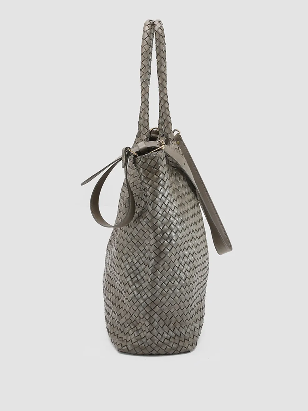 Clearance Officine Creative OC CLASS 35 Woven - Green Woven Leather Shoulder Bag CINDER