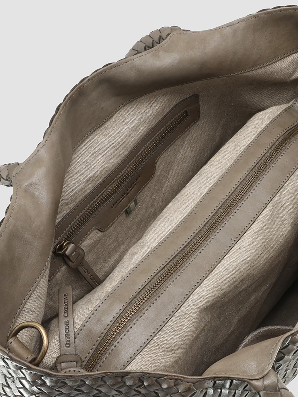 Clearance Officine Creative OC CLASS 35 Woven - Green Woven Leather Shoulder Bag CINDER