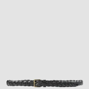 New Officine Creative OC STRIP 20 - Woven Leather Belt BLACK