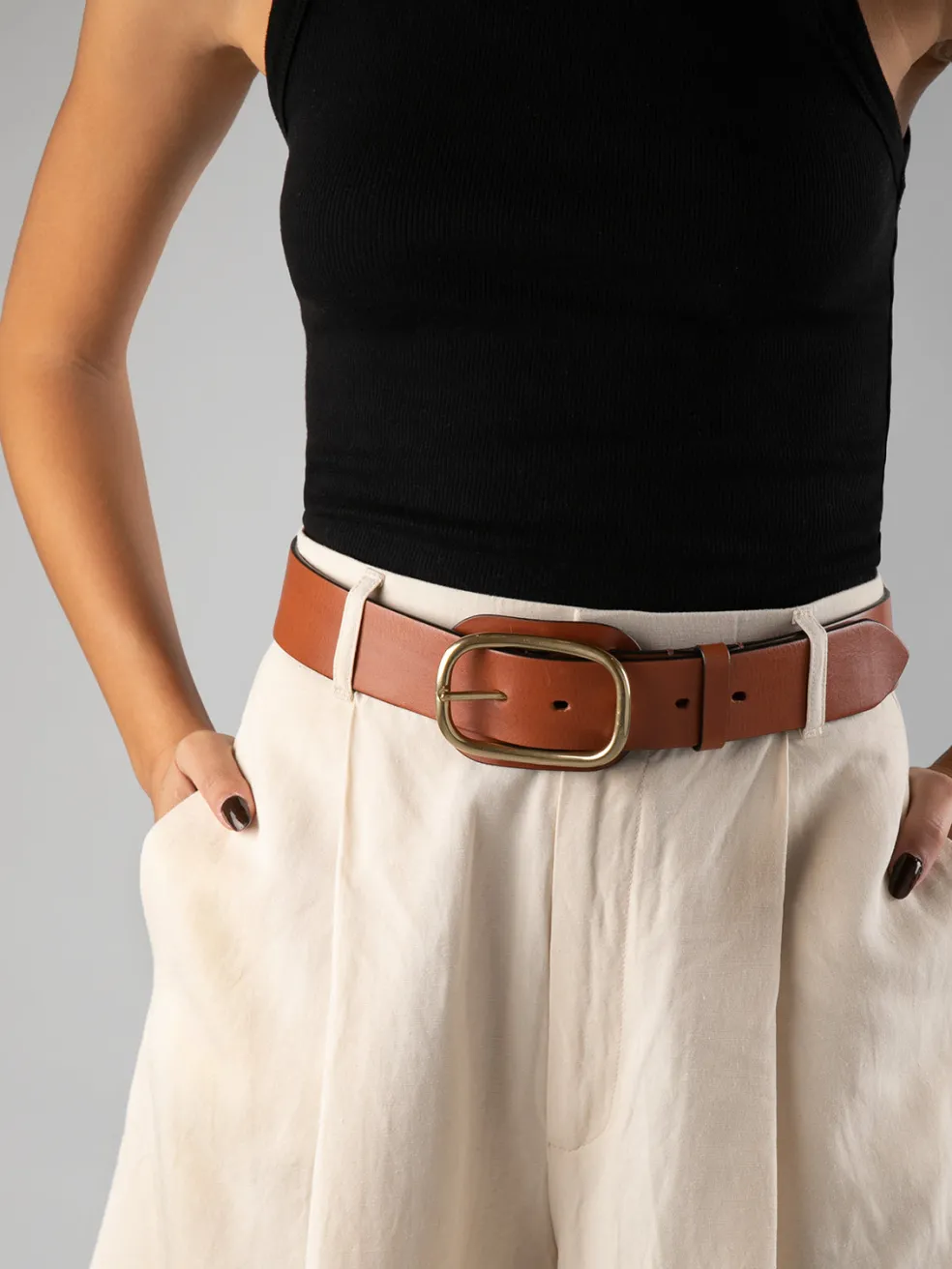 Best Officine Creative OC STRIP 058 - Brown Leather Belt RHUM