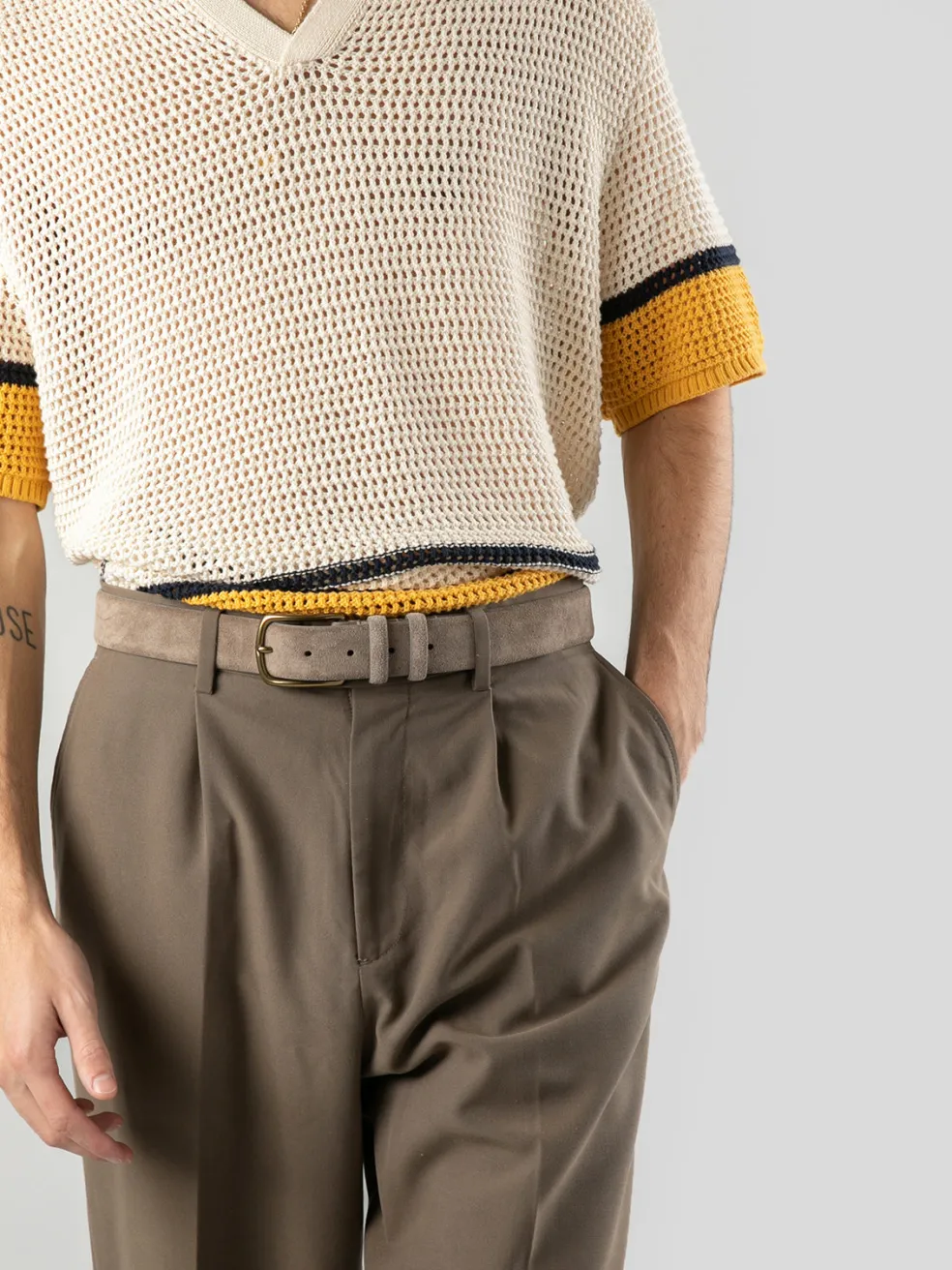 Best Sale Officine Creative OC STRIP 33 - Brown Suede Belt CIGAR