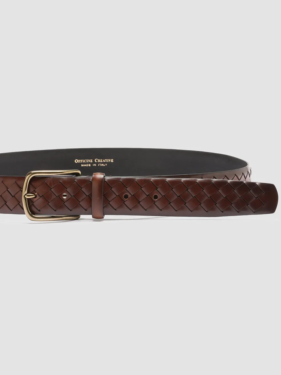 Best Sale Officine Creative OC STRIP 28 - Brown Woven Leather Belt TEAK