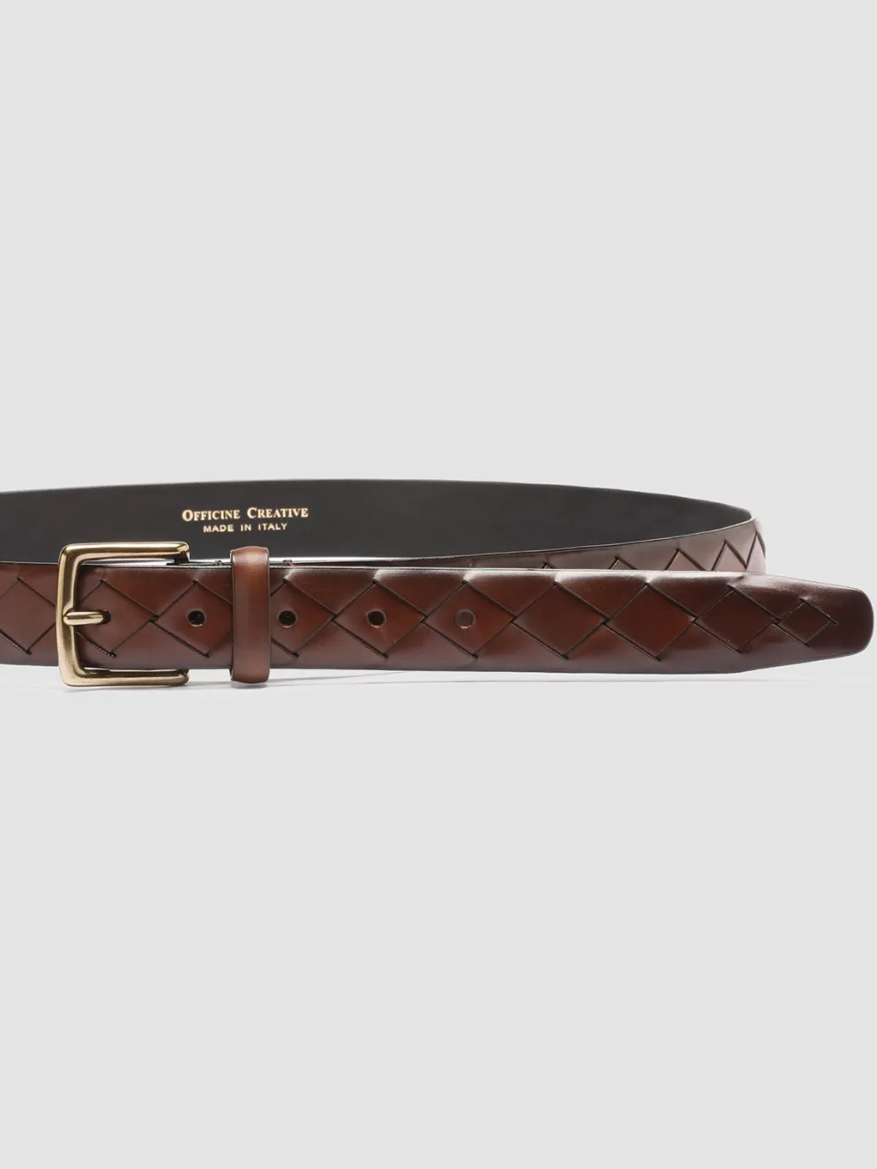 Fashion Officine Creative OC STRIP 29 - Brown Woven Leather Belt TEAK